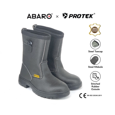 Mid Calf Men Safety Boots Shoes SFA755A6-E Black PROTEK Mid Calf Men Safety Boots Shoes SFA755A6-E Black PROTEK